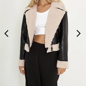 NWT Selfie Leslie Aviator Leather Sherpa Jacket